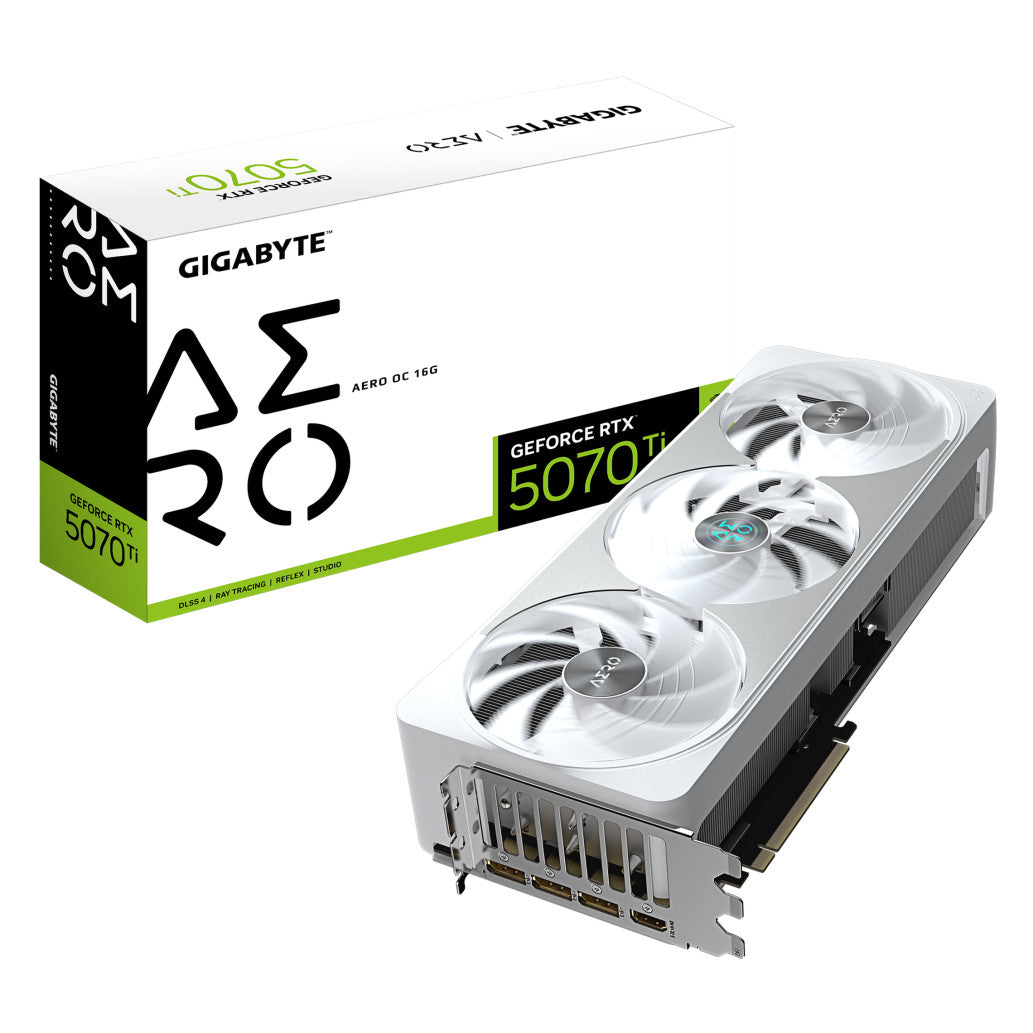 Grafična kartica nVidia RTX5070Ti GigaByte AERO OC bela - 16GB GDDR7 (GV-N507TAERO OC-16GD)