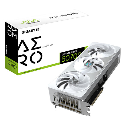 Grafična kartica nVidia RTX5070Ti GigaByte AERO OC bela - 16GB GDDR7 (GV-N507TAERO OC-16GD)