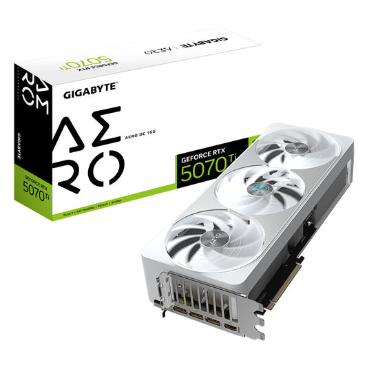 Grafična kartica nVidia RTX5070Ti GigaByte AERO OC bela - 16GB GDDR7 (GV-N507TAERO OC-16GD)