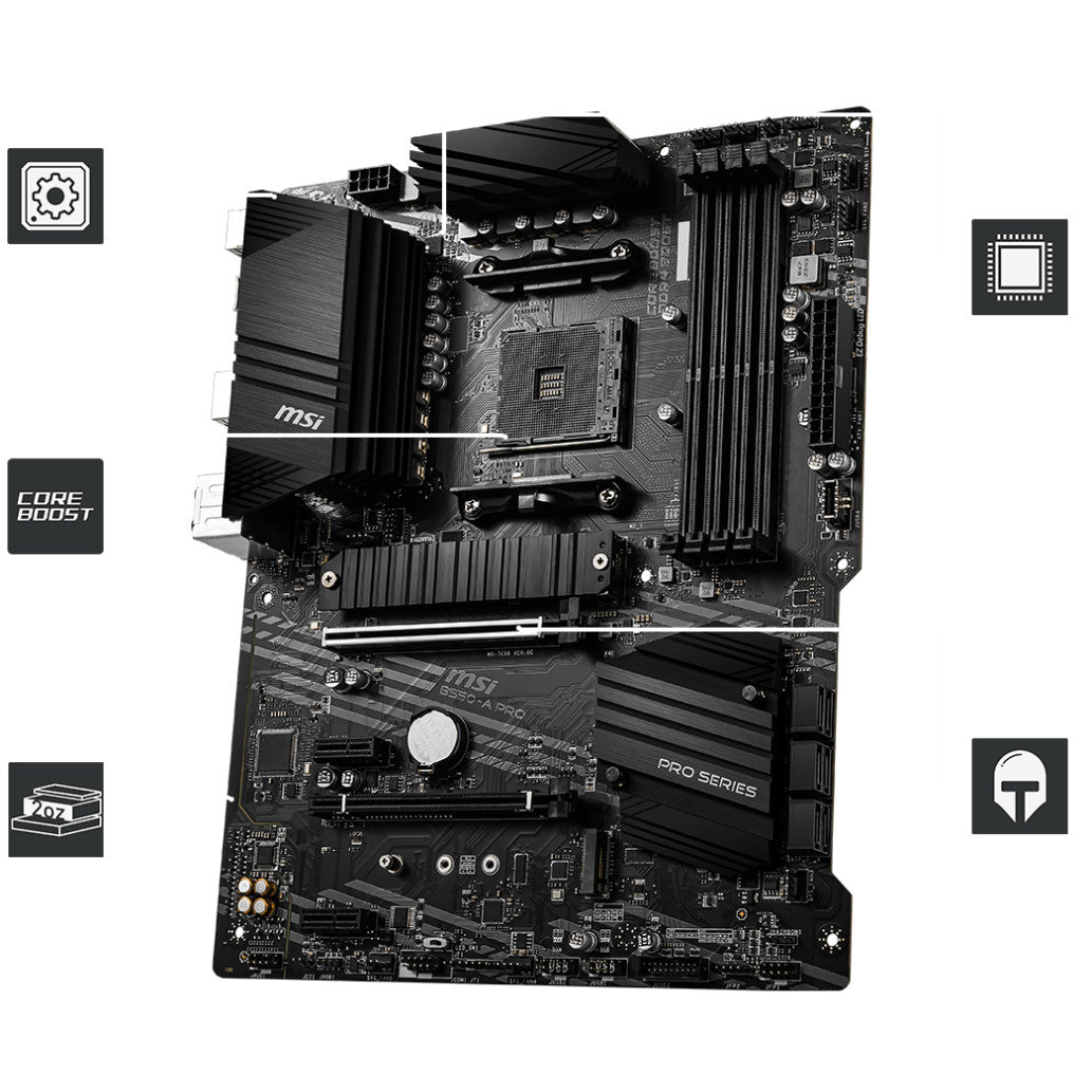 Osnovna plošča AM4 MSI B550-A PRO ATX 1xHDMI 2.1 DisplayPort 1.4