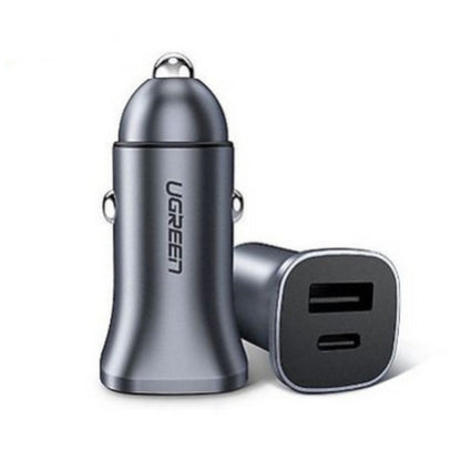 Avto polnilec 12V/24V => USB-A + USB-C UGREEN 18W 2x USB PD Qualcomm Quick Charge 4.0