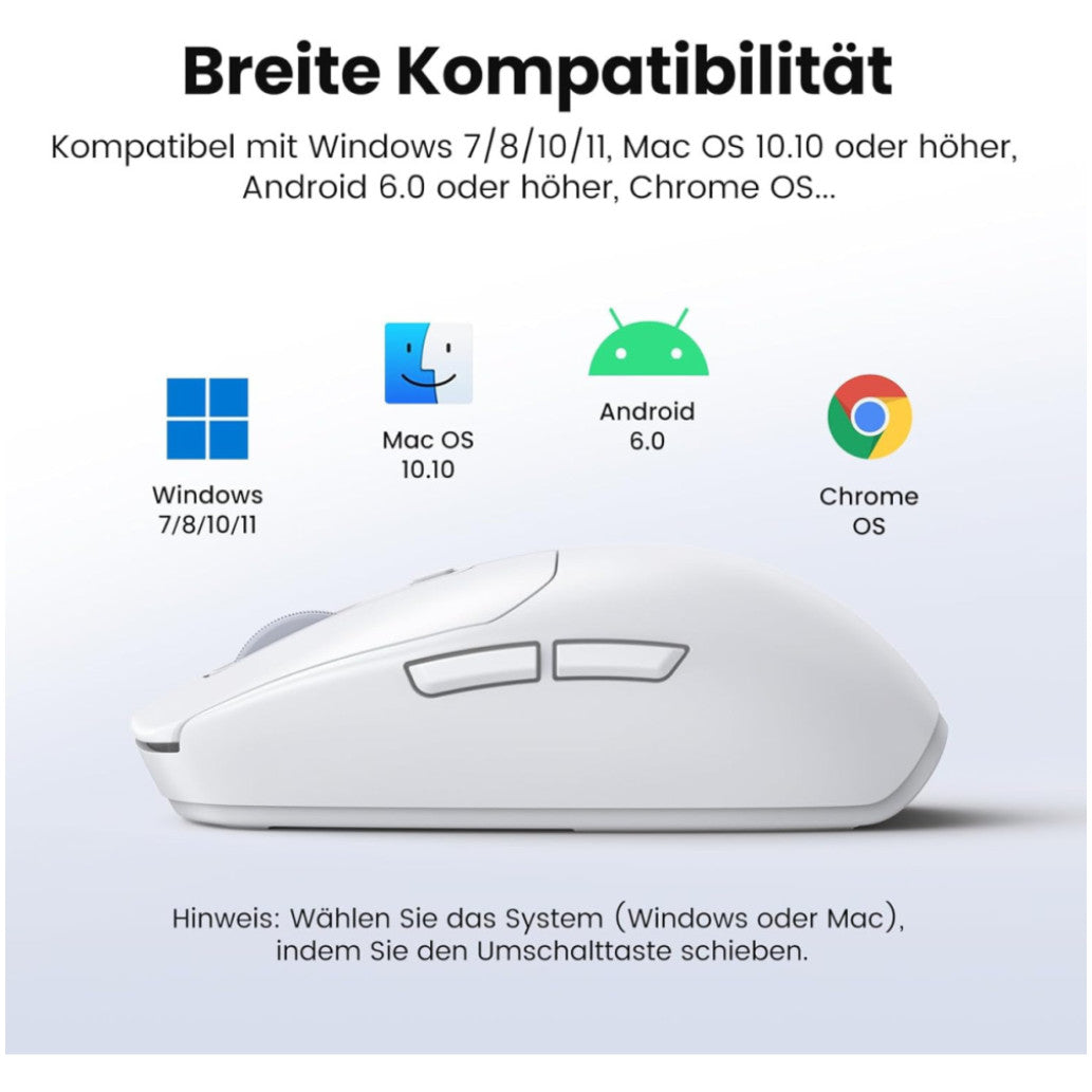 Miš brezžična + Bluetooth USB-C Ugreen UGRTI-15629 5000DPI 700mAh vgrajena baterija 5 gumbov bela (15629)