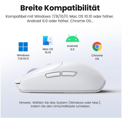 Miš brezžična + Bluetooth USB-C Ugreen UGRTI-15629 5000DPI 700mAh vgrajena baterija 5 gumbov bela (15629)