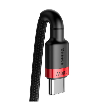 Kabel USB-C => USB-C tekstil ovoj 2,00m 20V/5A 100W PD2 Baseus Cafule črn/rdeč (CATKLF-AL91)