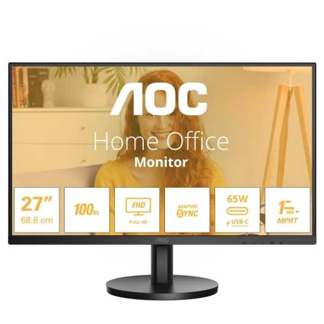Monitor AOC 68,6 cm (27,0") 27B3CA2 1920x1080 100Hz IPS 1ms HDMI USB-C 65W 2xUSB3.2 Zvočniki  DCI-P3-80% AdaptiveSync BasicLine