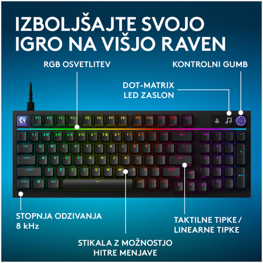 Gaming Tipkovnica Žična Logitech G316 X 98 | SLO gravura črna RGB (920-014201)