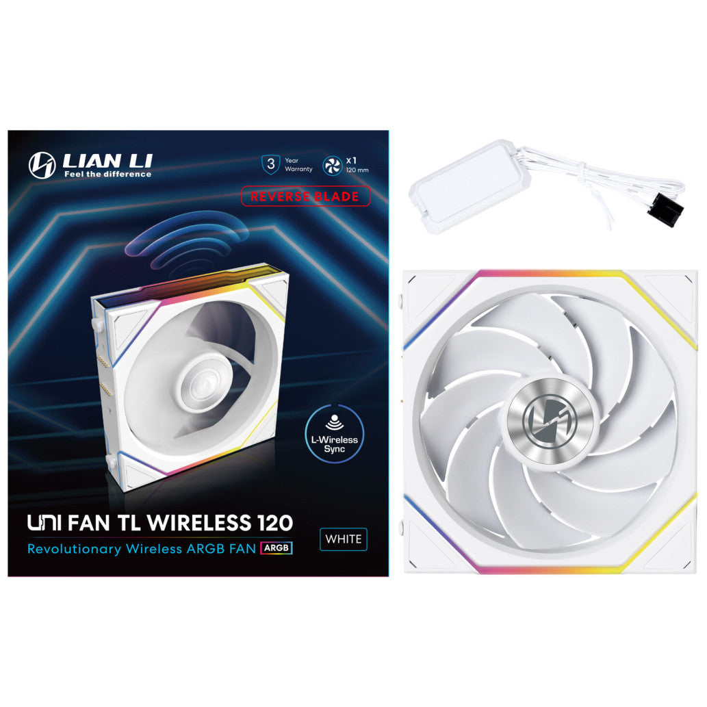 Ventilator Lian-Li UNI FAN TL Wireless Reverse Blade 120mm bela ARGB