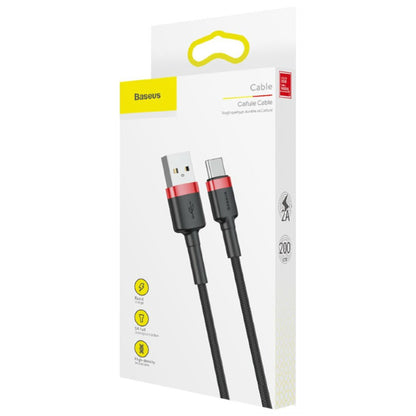 Kabel USB-C => USB-A 2.0 tekstil ovoj 2,00m 5V/2A QC3 Baseus črn/rdeč (CATKLF-C91)