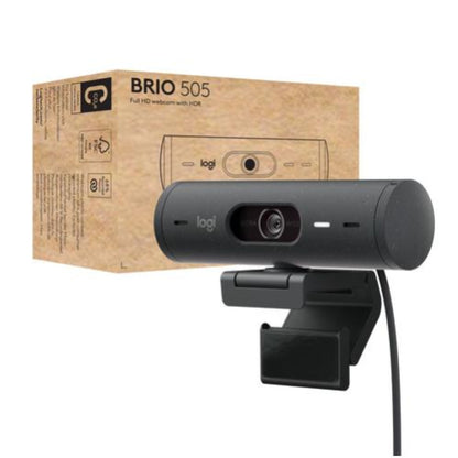 Spletna kamera Logitech BRIO 505 Business 4MP FHD 30FPS 90° USB-C grafitna Autofokus 4xdigitalni zoom dvojni mikrofon pokrov za lečo (960-001459)