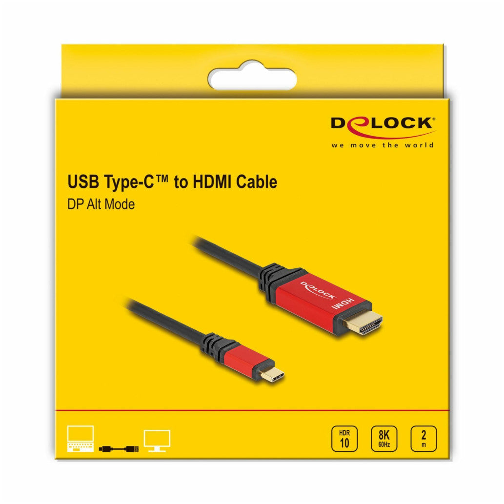 Kabel USB-C 3.1 => HDMI 2.1 2,0m 8K@60Hz črn DELOCK (80096)
