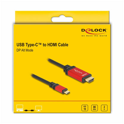 Kabel USB-C 3.1 => HDMI 2.1 2,0m 8K@60Hz črn DELOCK (80096)