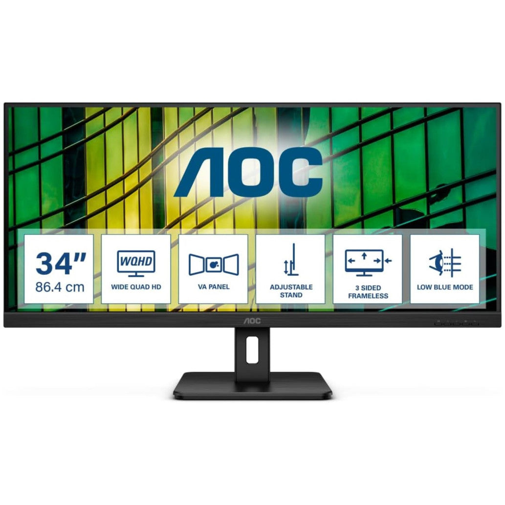 Monitor AOC 86,4 cm (34,0") U34E2M 3440x1440 100Hz VA 4ms 2xHDMI DisplayPort  3H AdaptiveSync Essential-Line