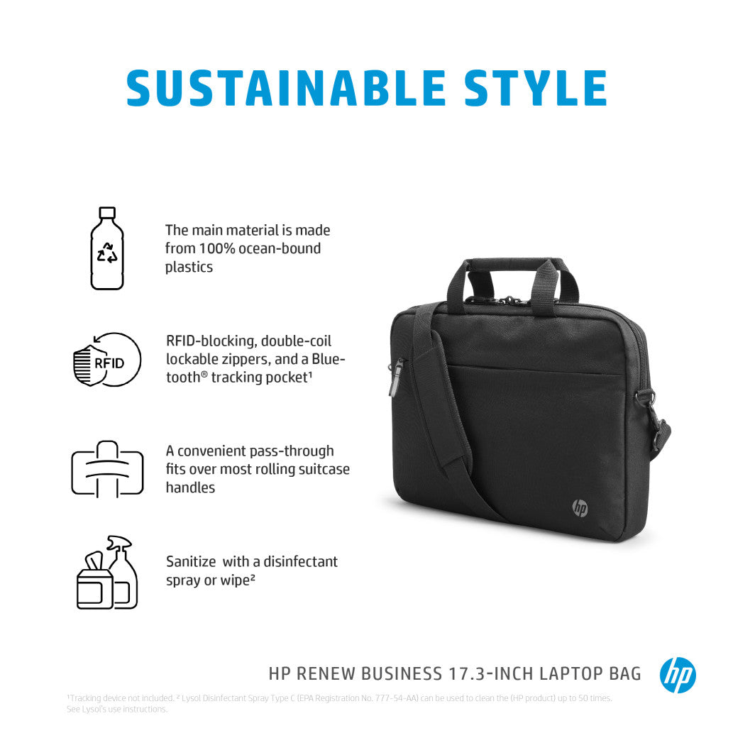 Torba za notesnik 43,9 cm (17,3″) HP Renew Business - glavni predal z možnostjo zaklepa