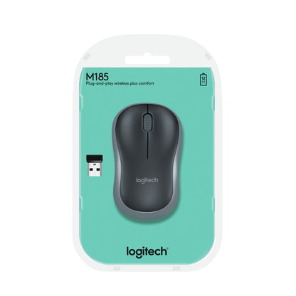 Miš Logitech brezžična M185 za notesnike siva nano (910-002235)
