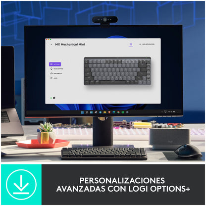 Tipkovnica brezžična + Bluetooth Logitech MX Mechanical MINI UK | SLO gravura grafitna LED osvetlitev (920-010780)