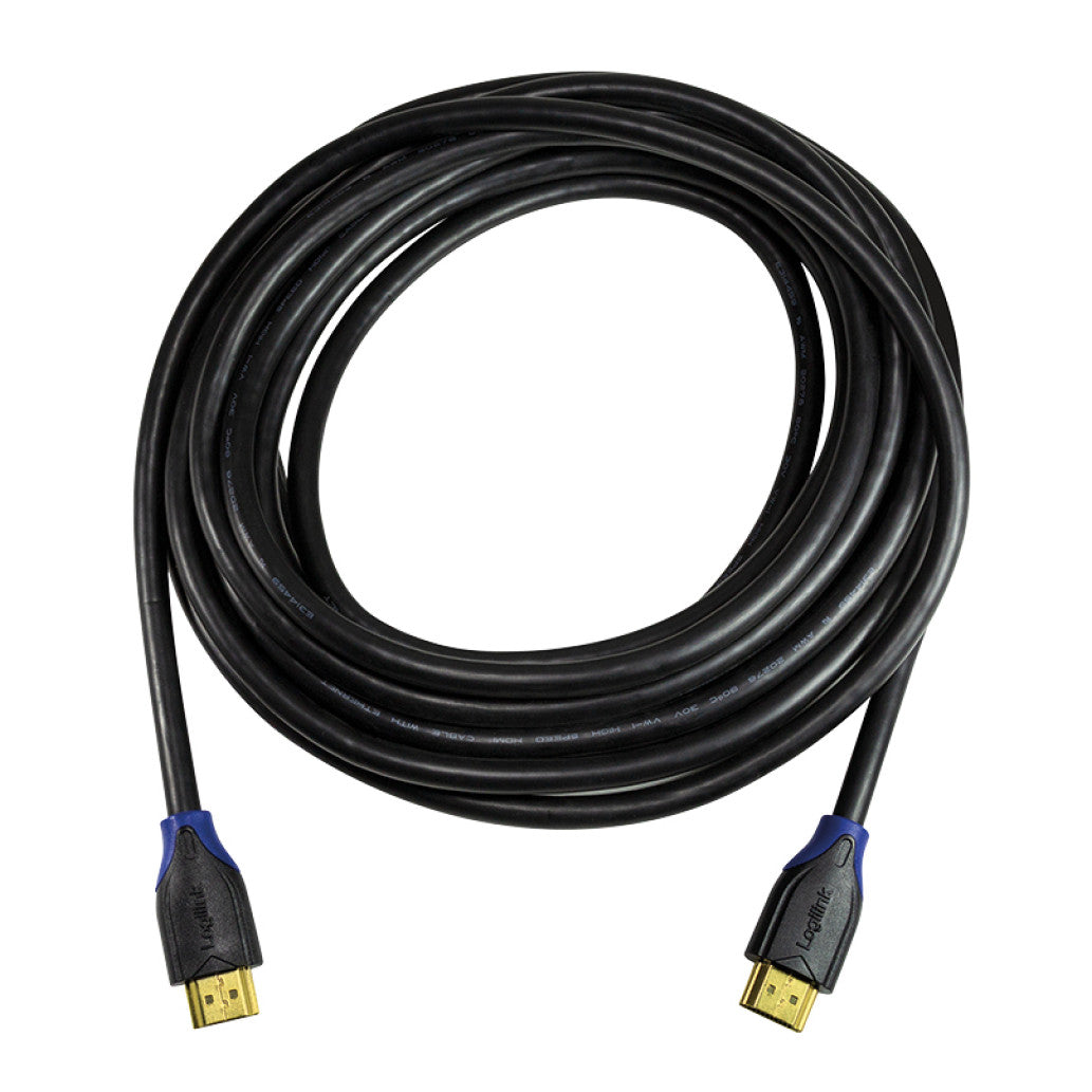 Kabel HDMI(m)=>HDMI(m) v2,0 10,00m 4K/60Hz pozlačeni kontakti črn LogiLink (CH0066)
