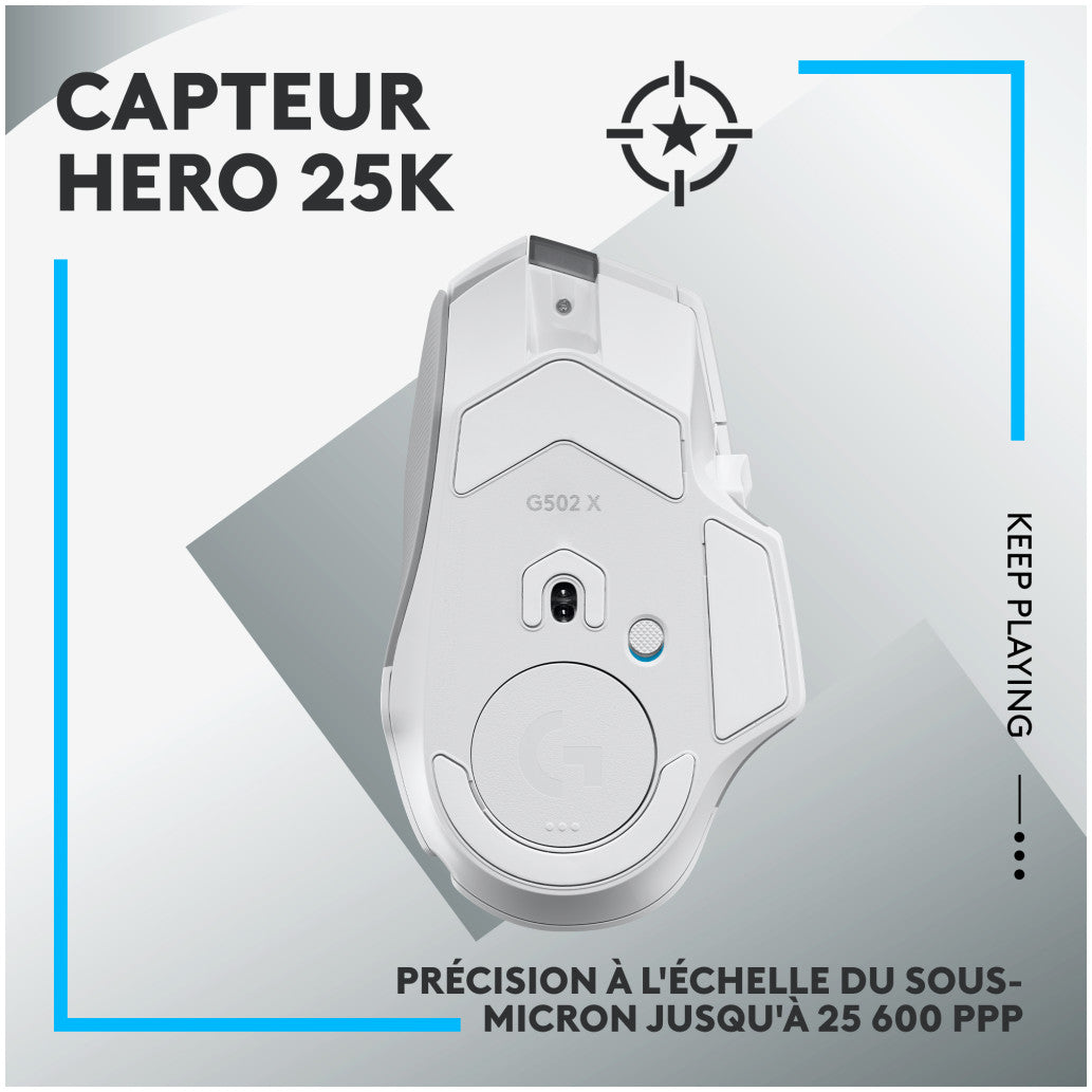 Gaming miška brezžična Logitech G502 X LightSpeed, bela (910-006189)
