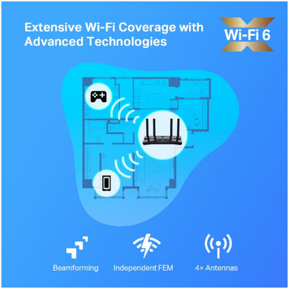 Usmerjevalnik brezžični TP-Link Archer WiFi6 802.11ax AX1800 1201Mbit/s dualband MU-MIMO OFDMA 4xLAN 4x antena (ARCHER AX20)