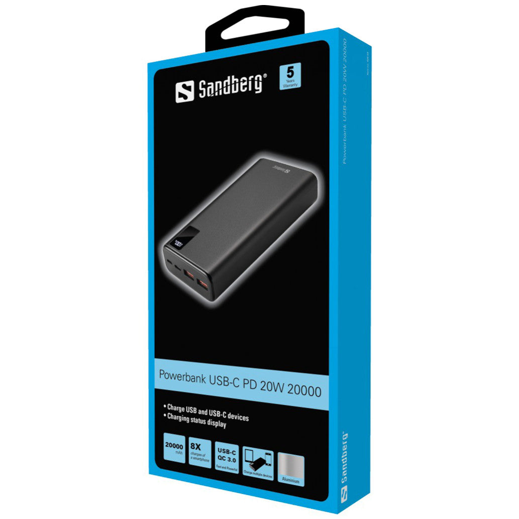 Prenosna baterija Sandberg USB-C PD PowerDelivery 20W 20000mAh