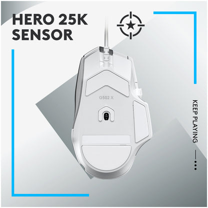 Gaming miška Žična Logitech G502 X , bela (910-006146)