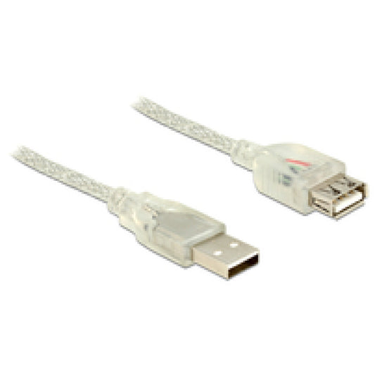 Kabel USB-A => USB-A 2.0 Podaljšek 5m Delock transparent dvojno oklopljen (83885)