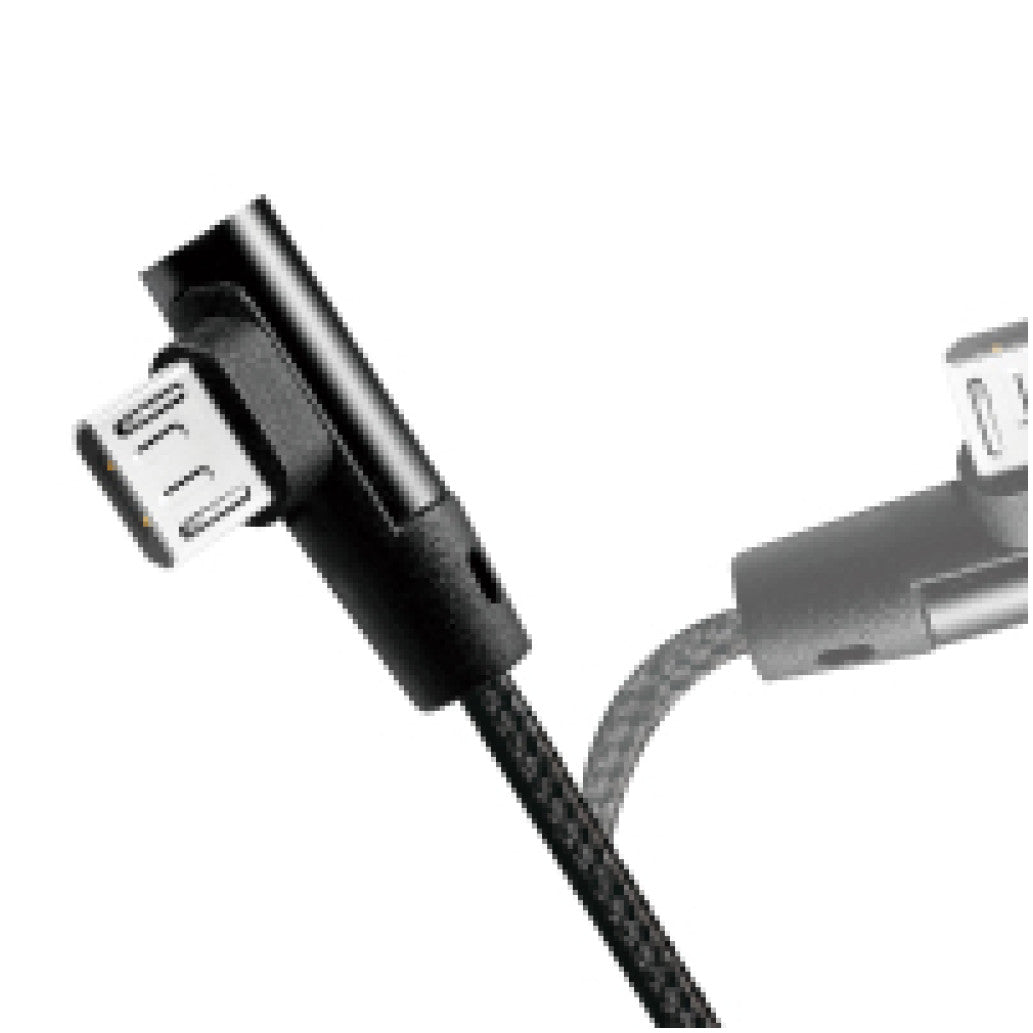 Kabel USB A => B micro tekstil ovoj 0,30m 90° (za mobitele) LogiLink črn (CU0141) EOLS-P