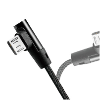 Kabel USB A => B micro tekstil ovoj 0,30m 90° (za mobitele) LogiLink črn (CU0141) EOLS-P