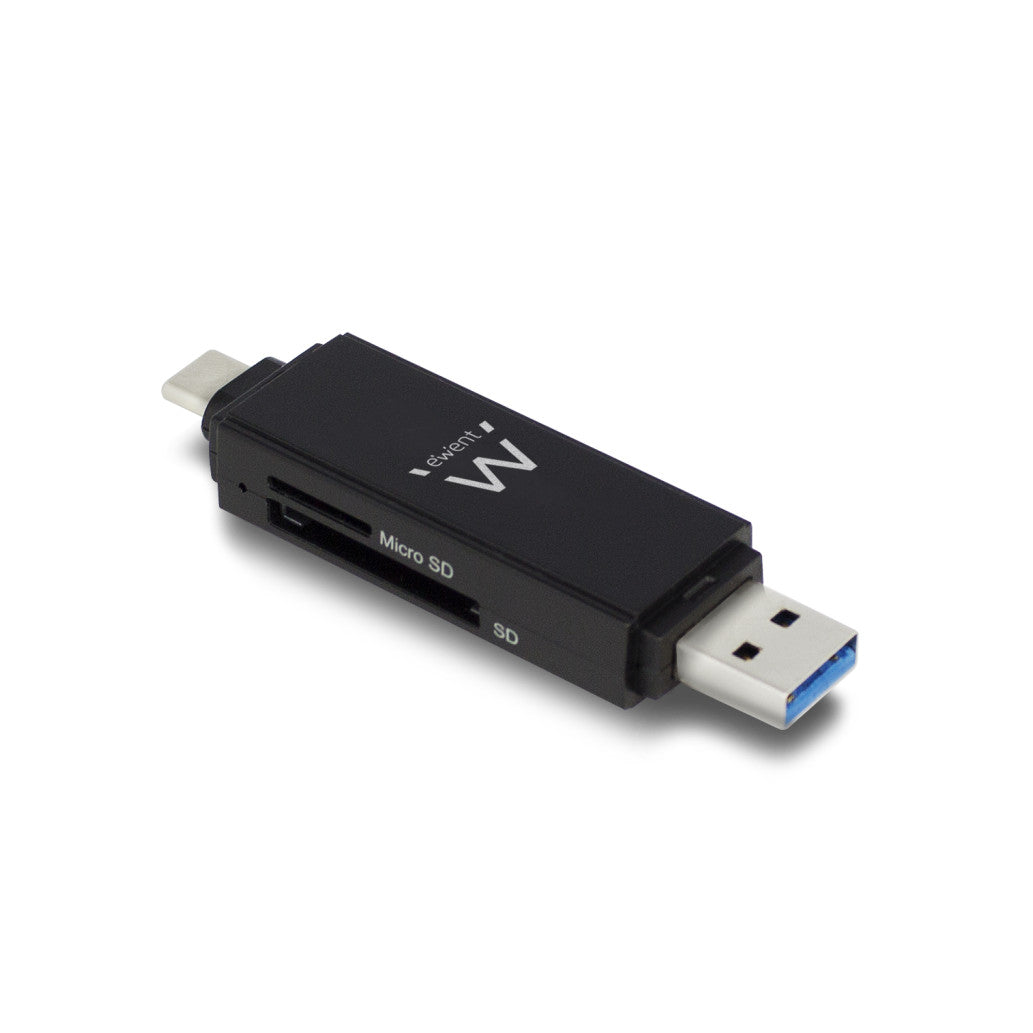 Zunanji čitalec kartic Ewent USB 3.1 USB-C za SD microSD črn (EW1075)