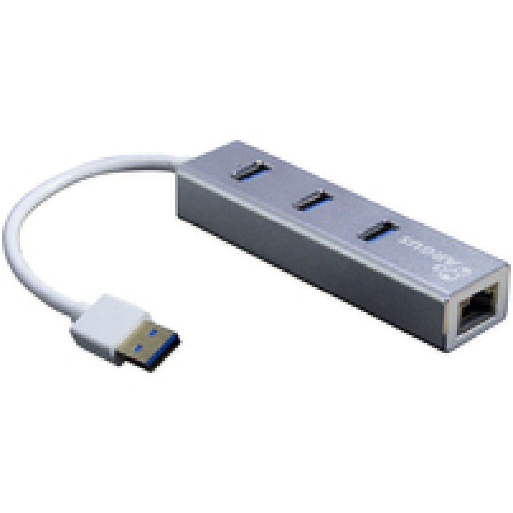 HUB USB 3.0 3portni Inter-Tech Argus IT-310 z 100/1000 Ethernet mrežnim priključkom srebrn (IT-310-S)