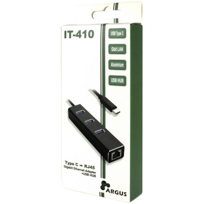 HUB USB-C => 3xUSB3.0 LAN RJ45 100/1000 Inter-Tech Argus IT-410 (88885440)