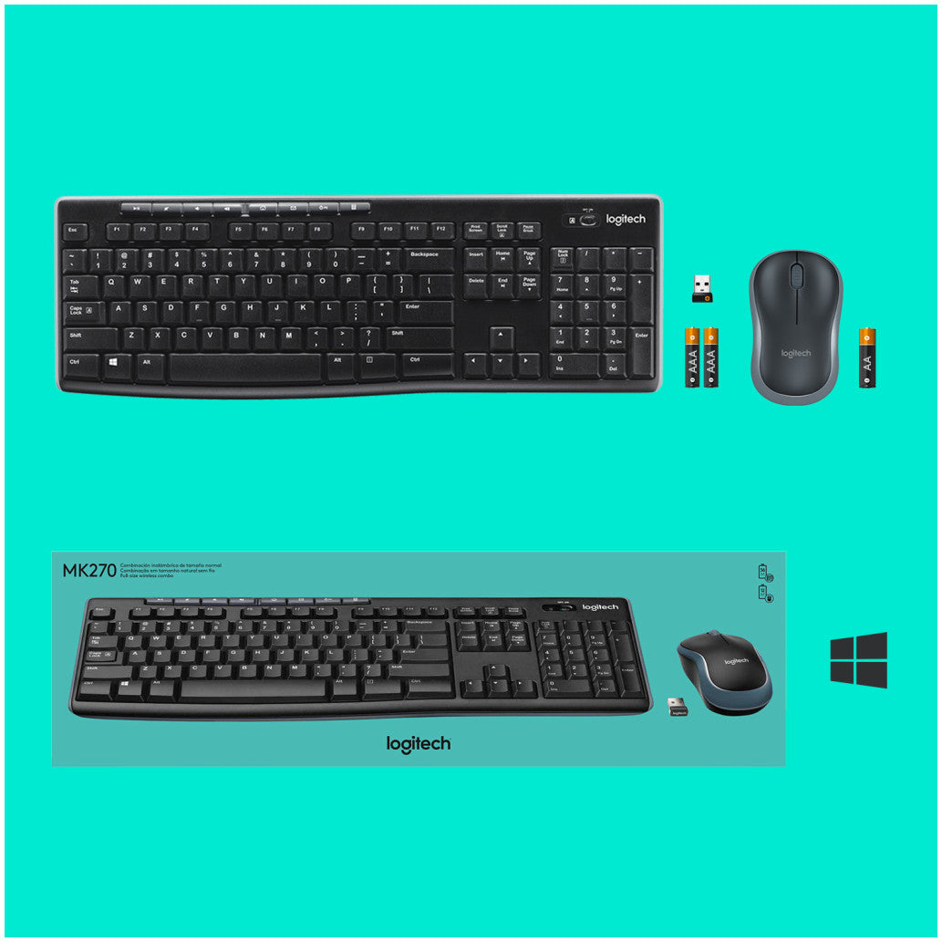 Tipkovnica in miš Logitech brezžična desktop MK270 UK veliki Enter (920-004509)