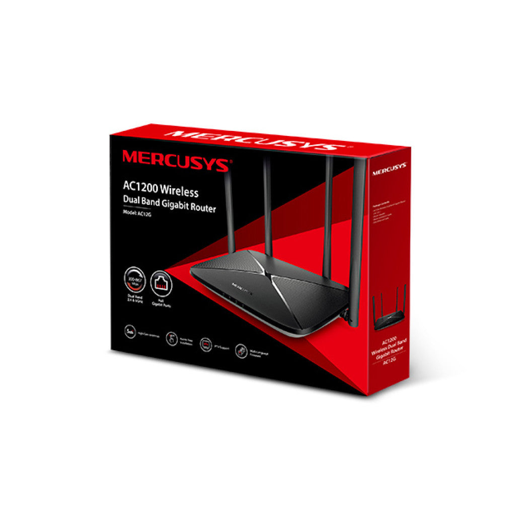 Usmerjevalnik brezžični MERCUSYS WiFi5 802.11ac AC1300 867Mbit/s dualband 4xLAN 4x antena (AC12G)