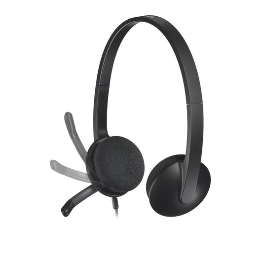 Slušalke žične Logitech naglavne z mikrofonom USB H340 Headset črne (981-000475)