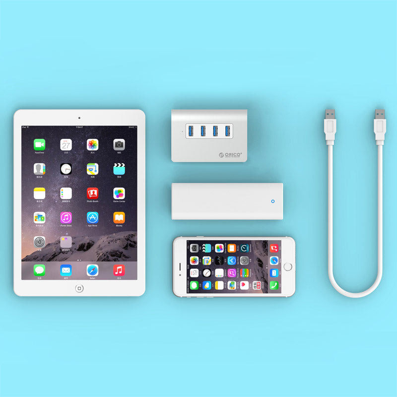 USB hub s 4 vhodi, USB 3.0, brušen aluminij, ORICO M3H4-V1-SV
