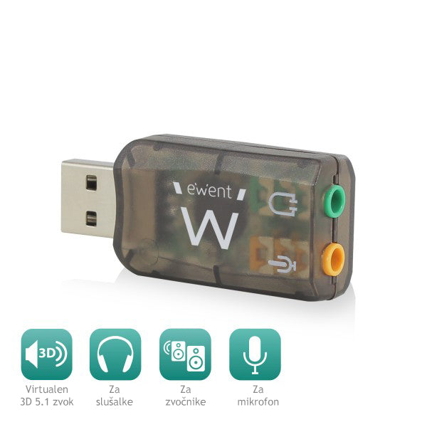 Zvočna kartica USB Virtual 5.1 3D, Ewent