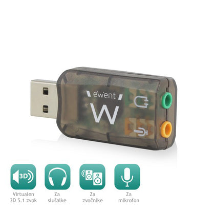 Zvočna kartica USB Virtual 5.1 3D, Ewent