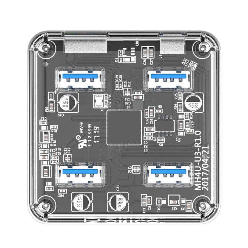 USB hub s 4 vhodi, USB 3.0, prozoren, ORICO MH4U