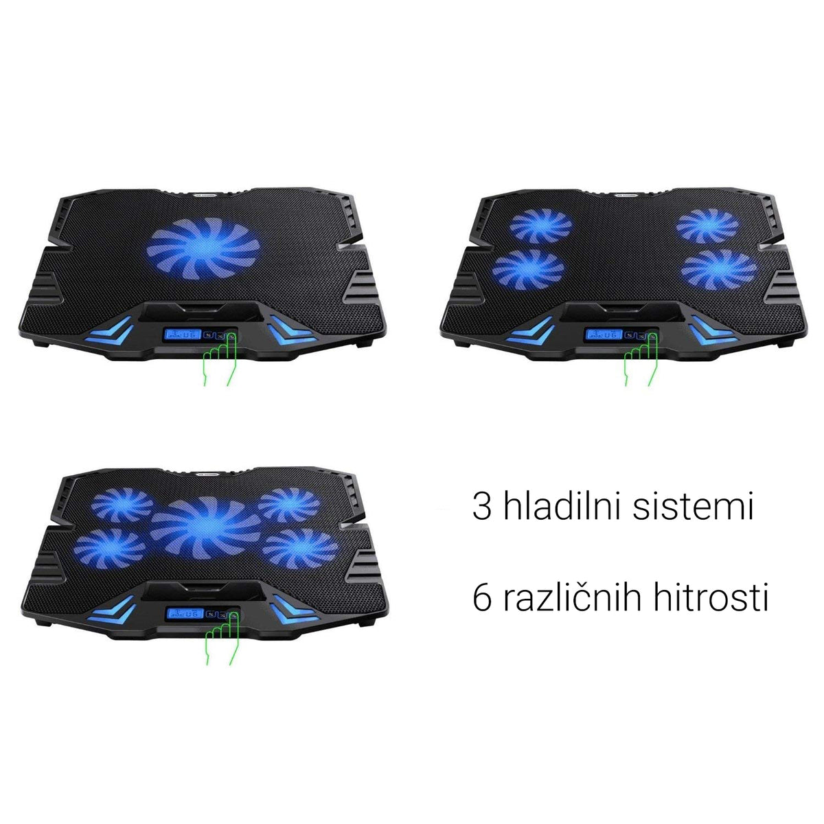 Hladilno stojalo za prenosnik do 17.3'', 5x tih ventilator, 2x USB, Ewent EW1259
