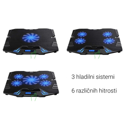 Hladilno stojalo za prenosnik do 17.3'', 5x tih ventilator, 2x USB, Ewent EW1259