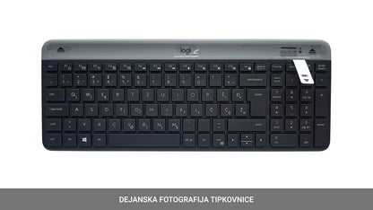 Tipkovnica in miška Logitech Slim Wireless Combo MK470, grafitna barva, SLO