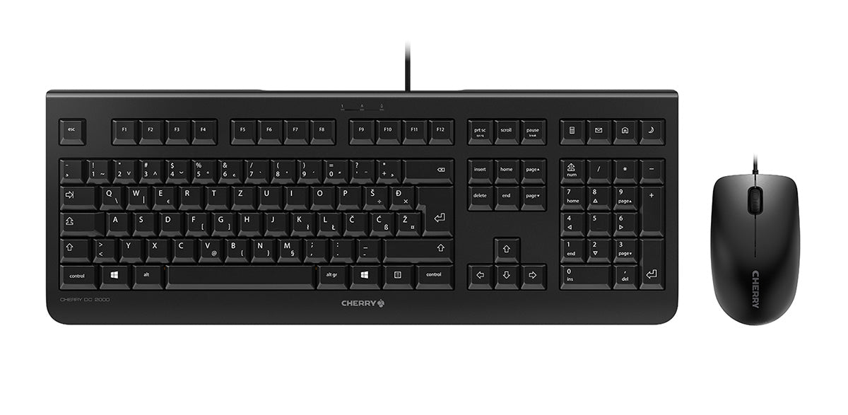 Tipkovnica in miška Cherry DC 2000, črna, USB, SLO