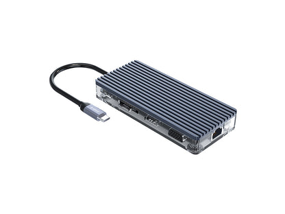 Priključna postaja USB-C, 11 in 1, 3x USB 3.0, 1x USB 2.0, HDMI, VGA, avdio, čitalec kartic, RJ45, PD 100W, ORICO WB-11P