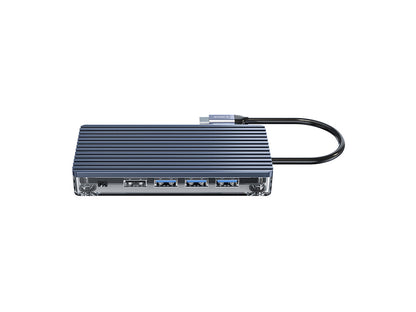 Priključna postaja USB-C, 11 in 1, 3x USB 3.0, 1x USB 2.0, HDMI, VGA, avdio, čitalec kartic, RJ45, PD 100W, ORICO WB-11P