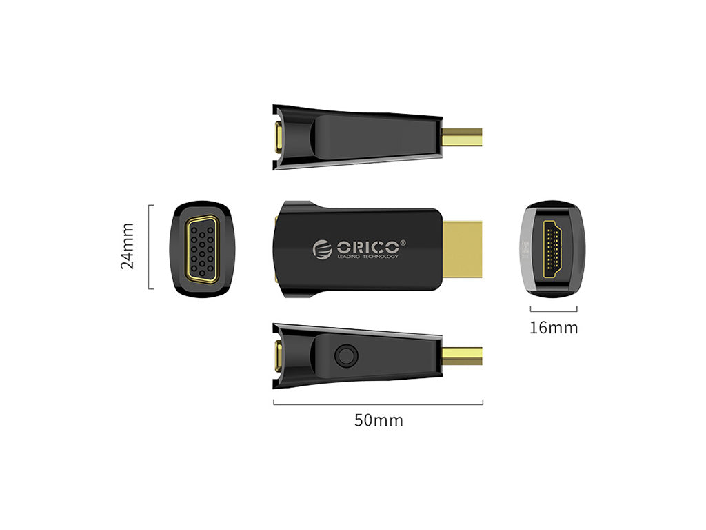 Adapter HDMI v VGA + 3.5 mm, ORICO XD-HLFV-BK