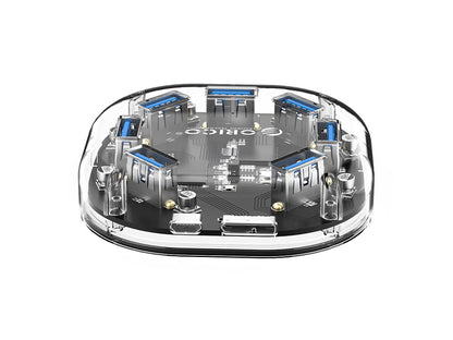 USB hub s 7 vhodi, USB 3.0, prozoren, ORICO H7U-U3