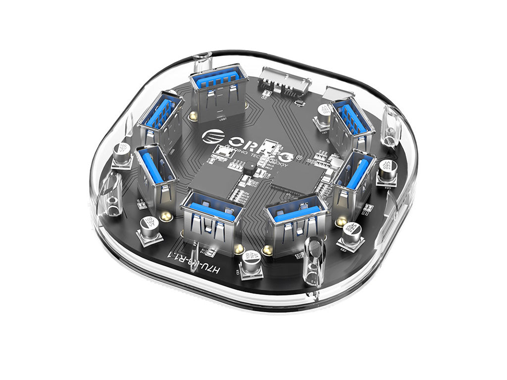 USB hub s 7 vhodi, USB 3.0, prozoren, ORICO H7U-U3