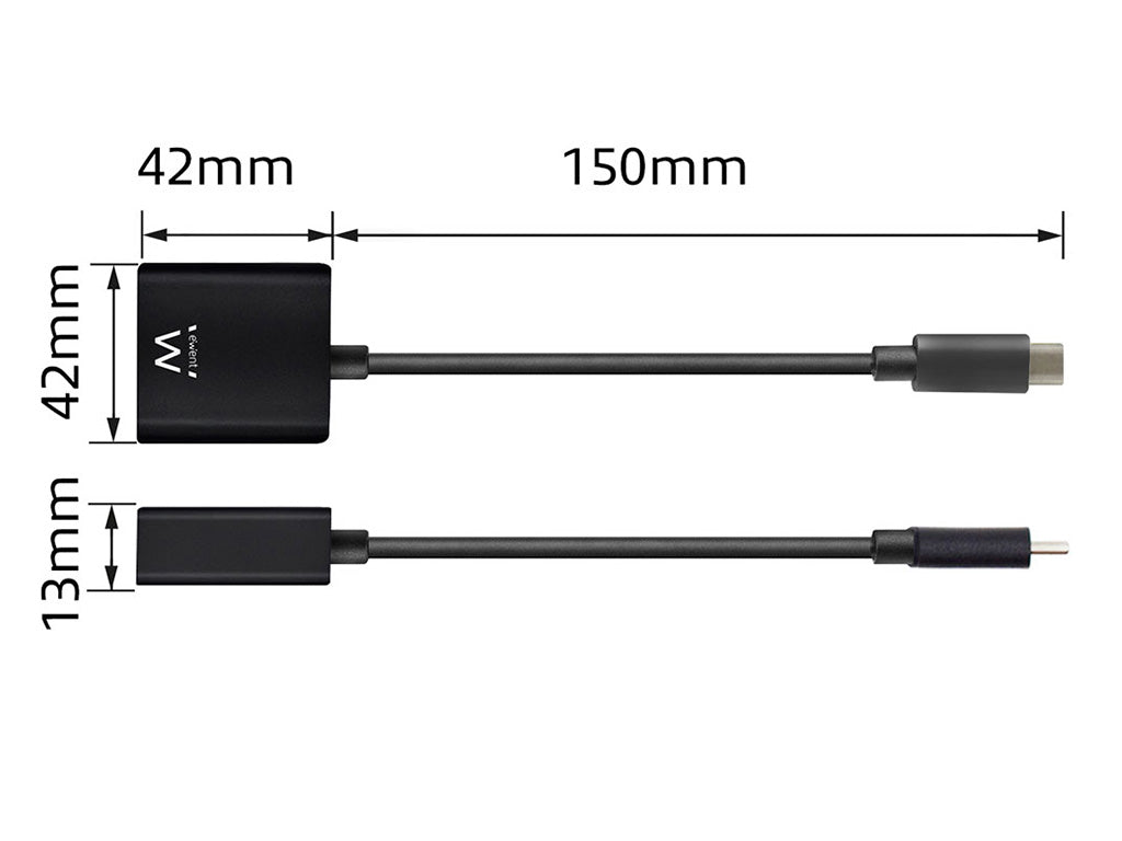 Adapter USB-C v DP 4K, črn, Ewent EW9825