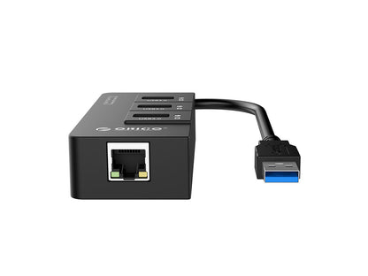 Priključna postaja USB 3.0, 3x USB-A, RJ45 Ethernet, črna, ORICO HR01-U3