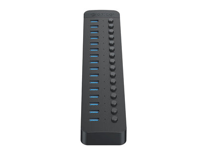 USB hub s 16 vhodi, USB 3.0, s stikali, zunanje napajanje, črn, ORICO CT2U3-16AB