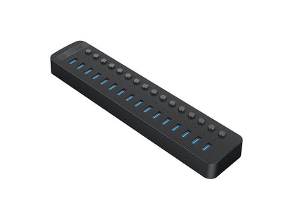 USB hub s 16 vhodi, USB 3.0, s stikali, zunanje napajanje, črn, ORICO CT2U3-16AB